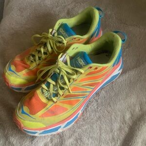 Hoka One One Neon Yellow and Orange Running Shoes